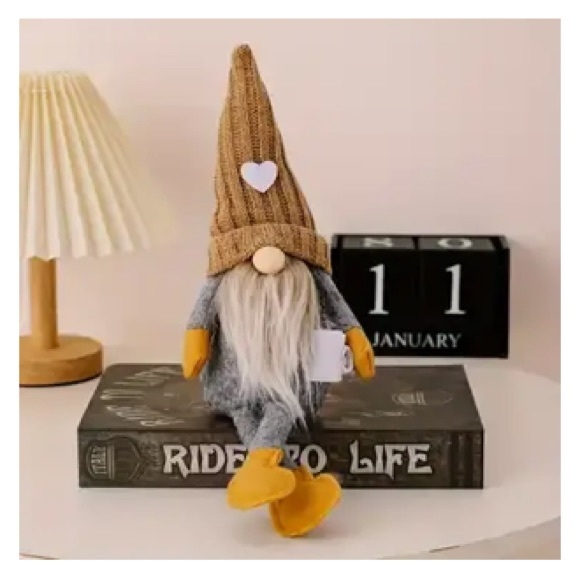 CLEARANCE🔖 NWT☕️ PAIR 16” FELT GIRL/BOY DRINKING COFFEE SHELF SITTER GNOME DOLLS - Picture 2 of 4